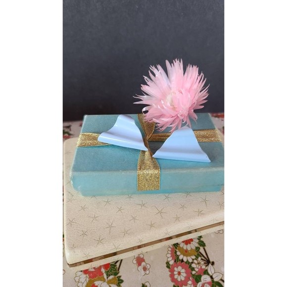 1980s Light Blue Wavy Triangular Earrings - Picture 1 of 10